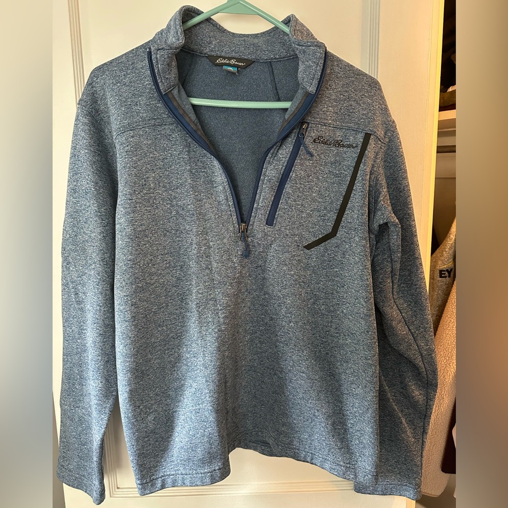 Eddie Bauer Men's Heathered Blue Zip-Up Sweater